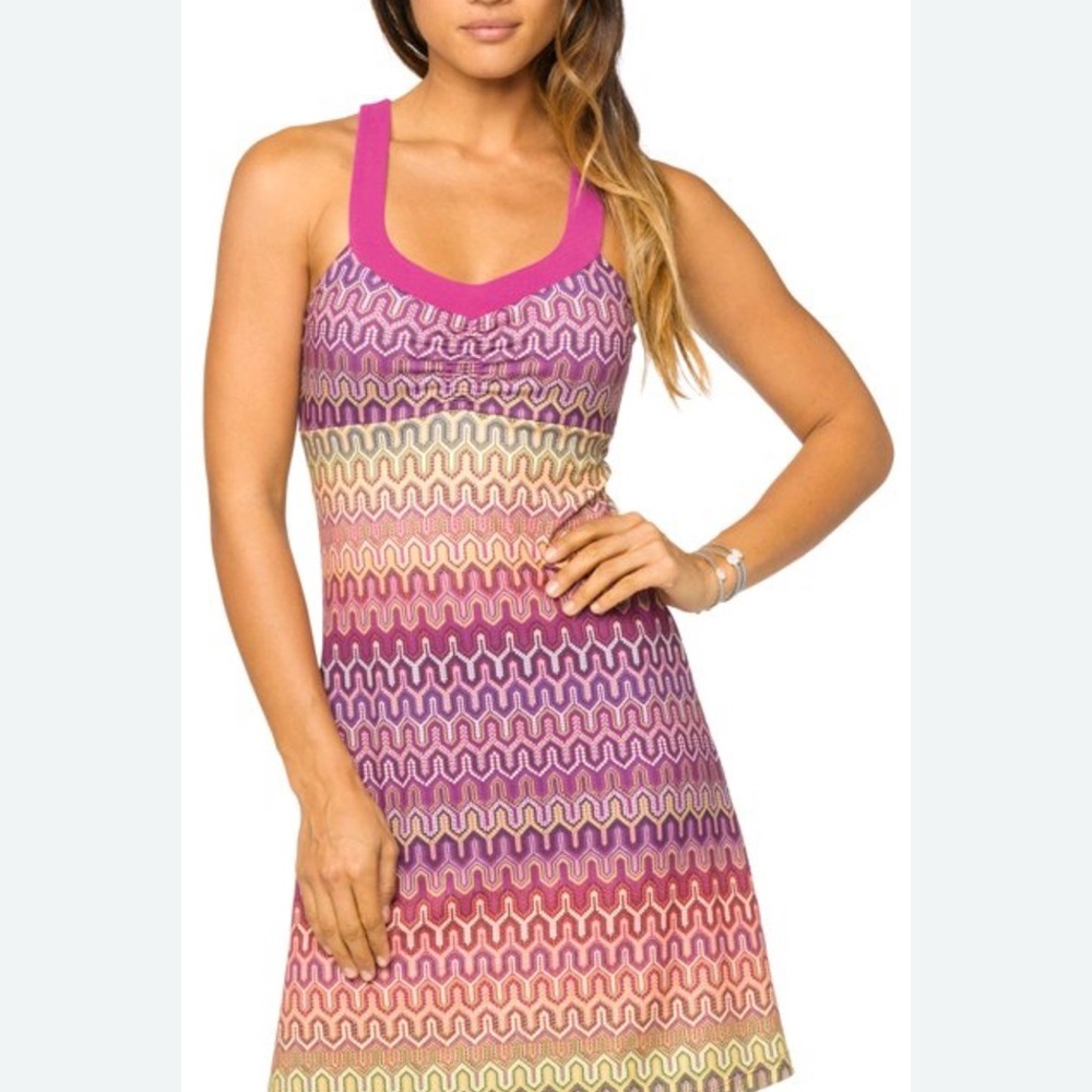 Prana Purple Sleeveless Dress with Built in Bra Large